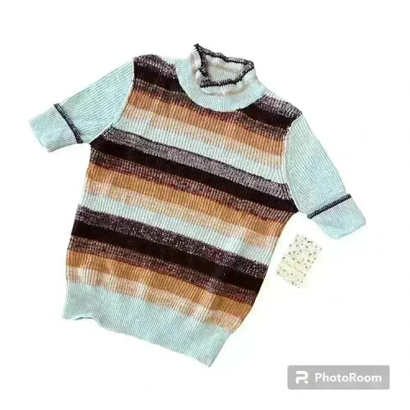 Free People Tops - Free People NWT Best Intentions Knit Striped Short Sleeve Sweater Size XS Boho